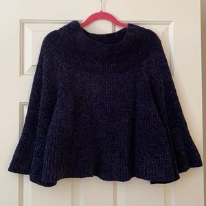 Cropped, navy, off shoulder sweater - medium